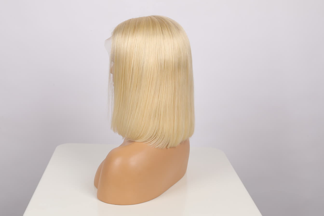 HD Human Hair Blonde bob 4x4 closure glueless lace front