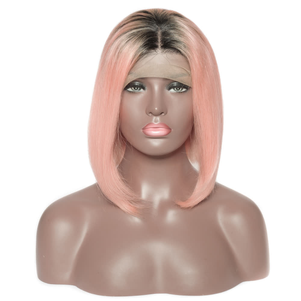 Human Hair - Pretty pink ombré bob 4x4 lace front closure