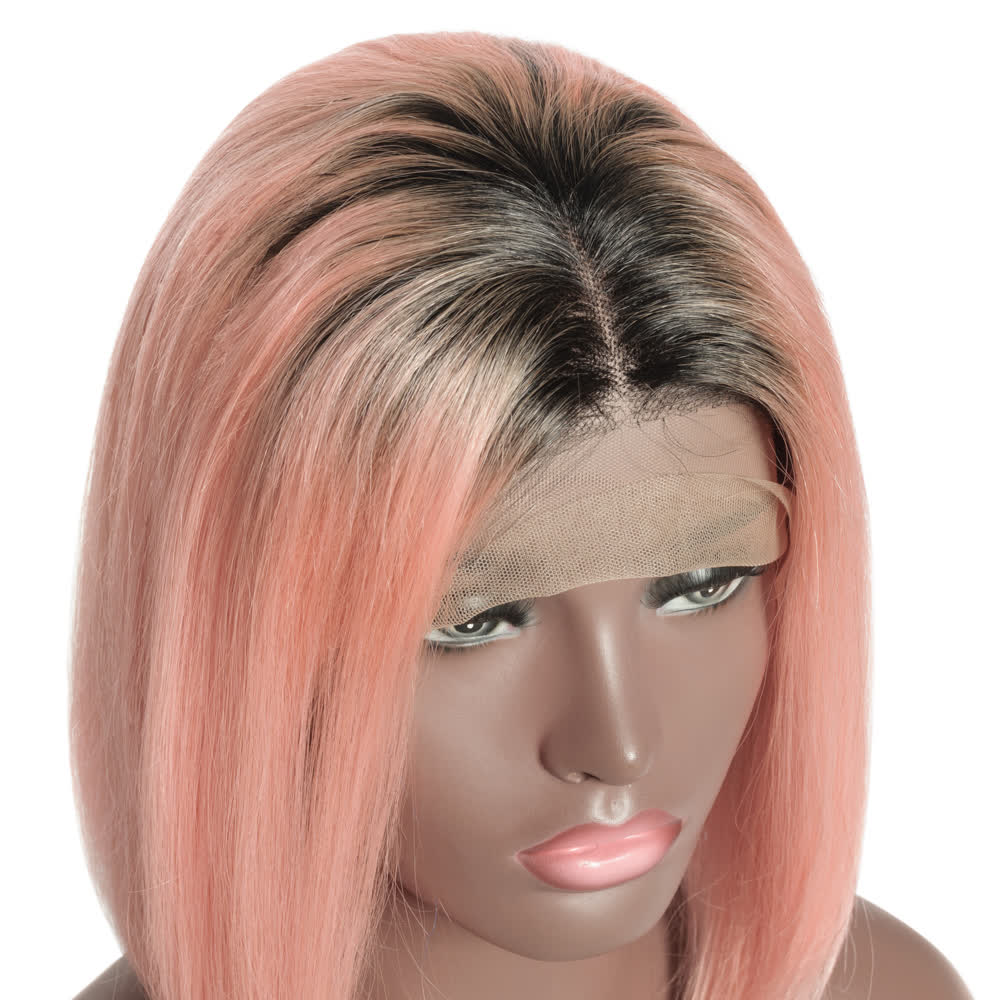 Human Hair - Pretty pink ombré bob 4x4 lace front closure