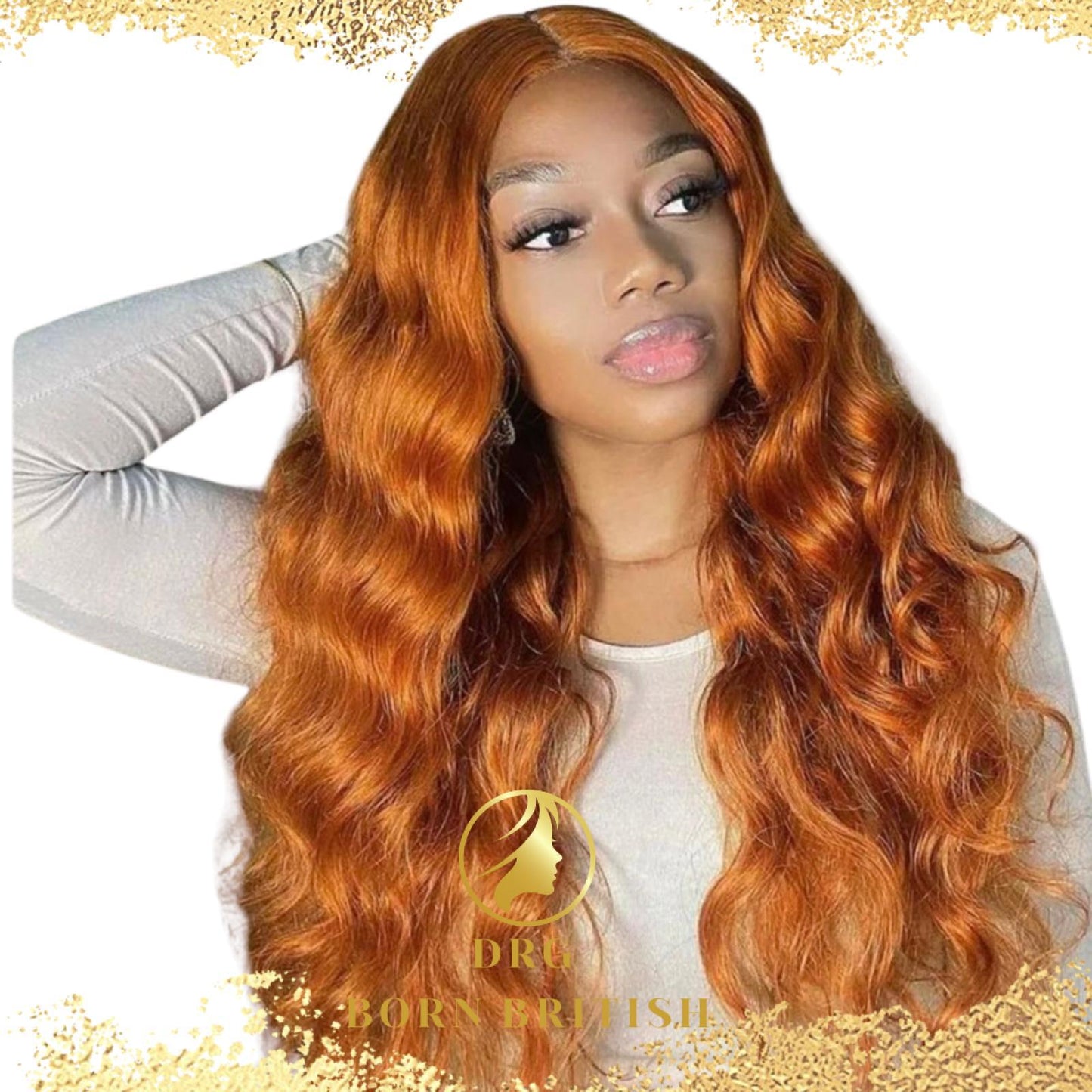 Human Hair Ginger Water Wave transparent 13x4 lace frontal