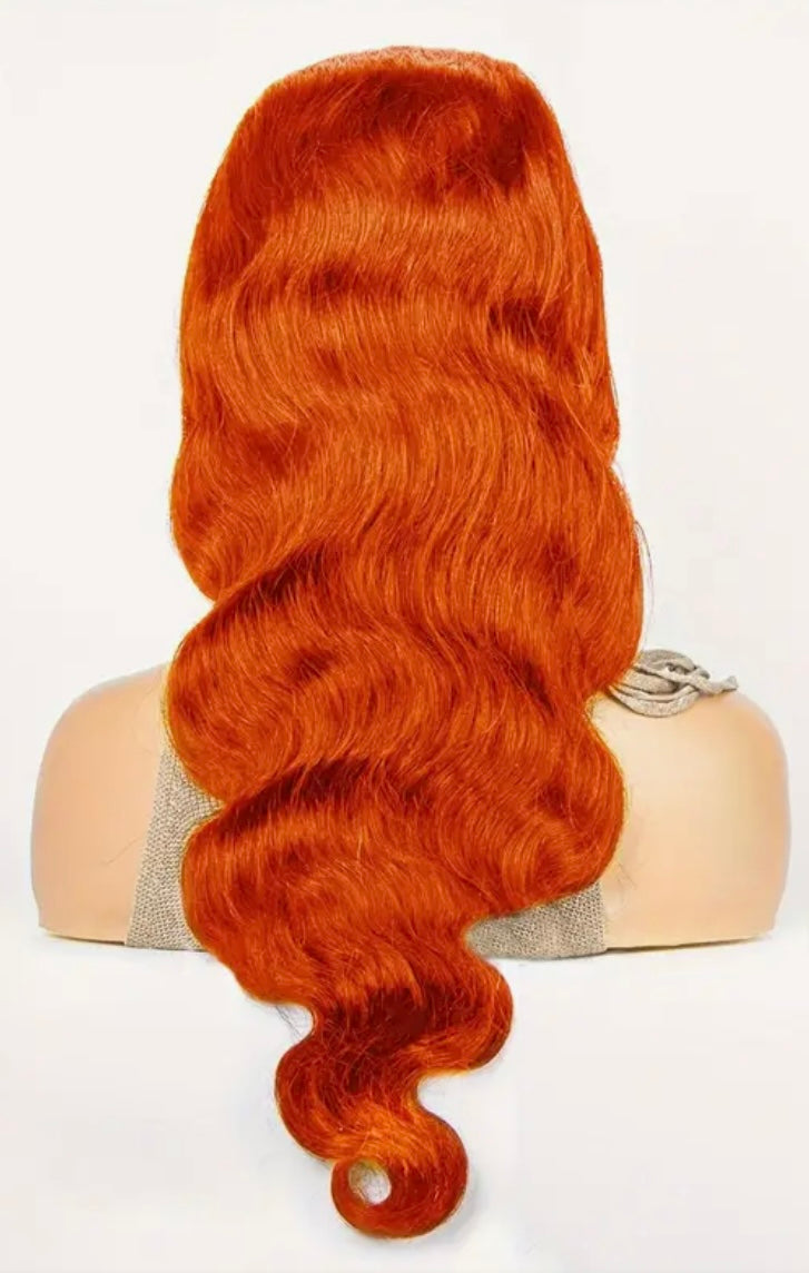 Human Hair Ginger Water Wave transparent 13x4 lace frontal